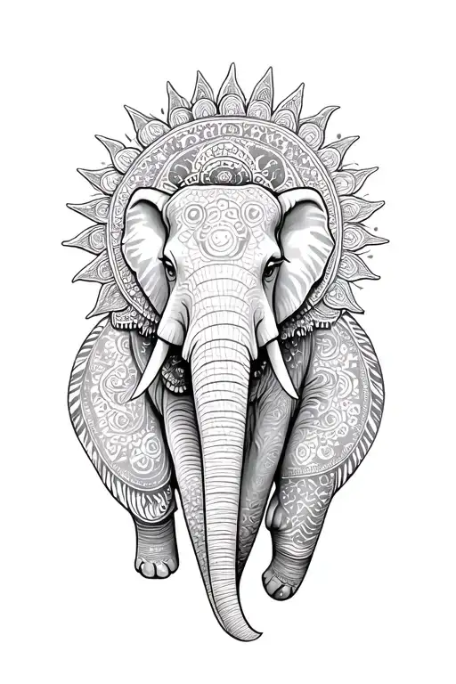 Mandala Elephant Sun Moon