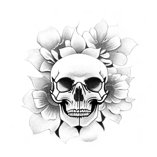 Memento Mori Skull And Flowers