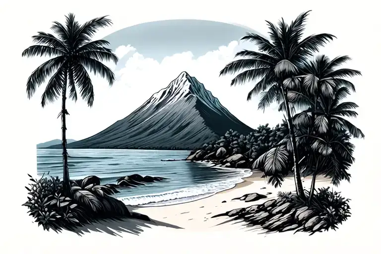 Vermont Mountain Behind A Hawaian Beach