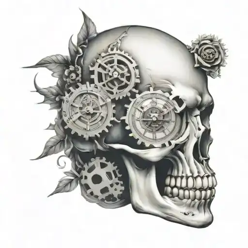 Clock Cogs In Human Skull