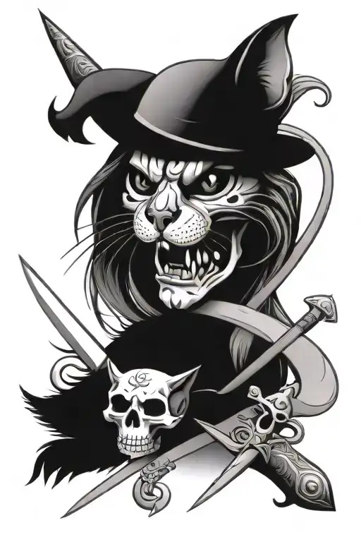 Cat Skull And Dagger