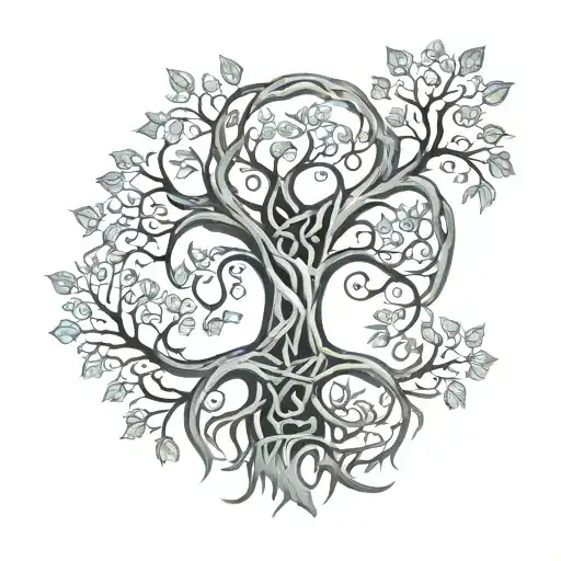 A Family Tree Tattoo With Celtic Knotwork Branches And Leaves