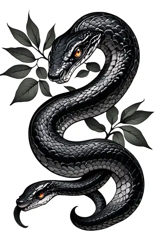 Snake With Leaves Wrapped Around
