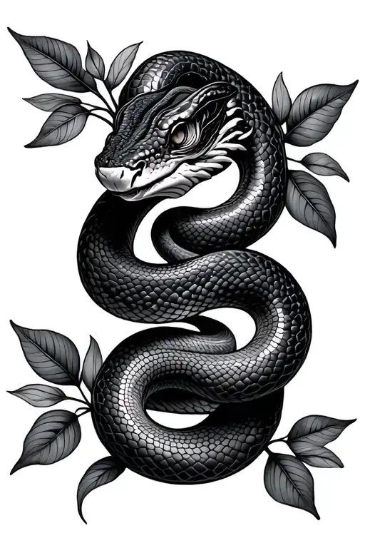 Fineline Snake With Leaves Wrapped Around