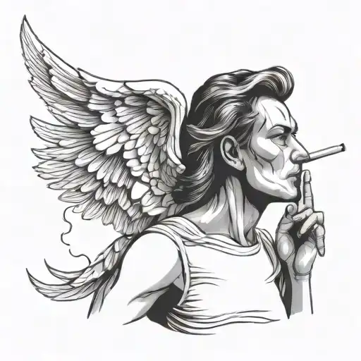 Desperate Angel Smoking A Cigarette