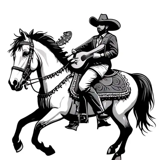 Mariachi Band On Long Horse