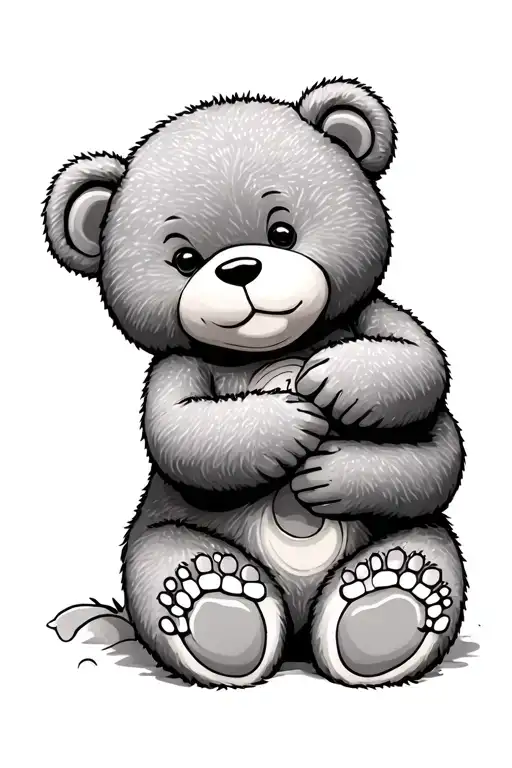 Teddy Bear Holding Baby Footprint
