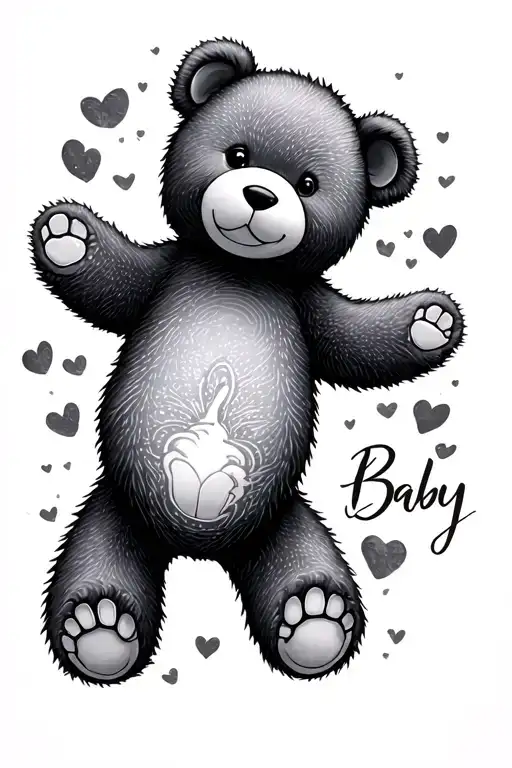 Teddy Bear Baby Footprint