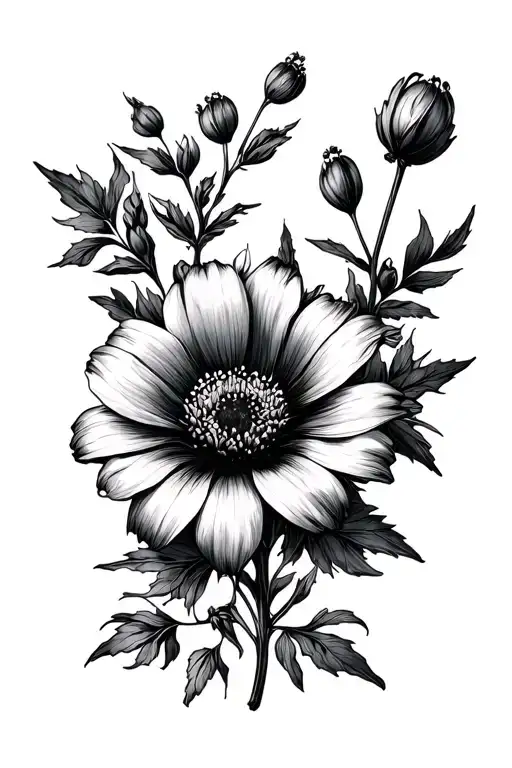 Small Fineline November And April Birth Flower Interlinked For Ribcage