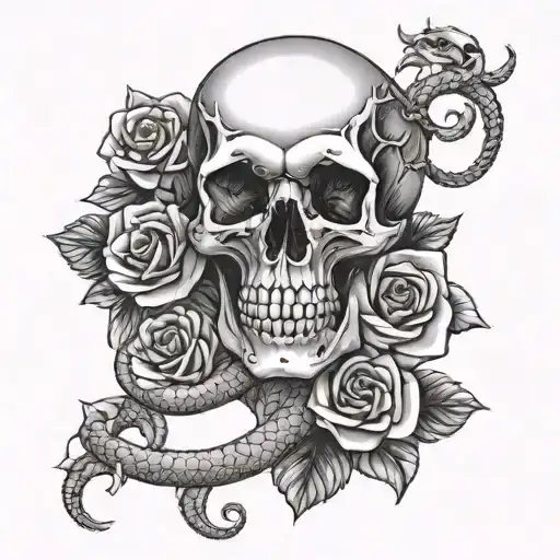 Skull Roses And Snakes
