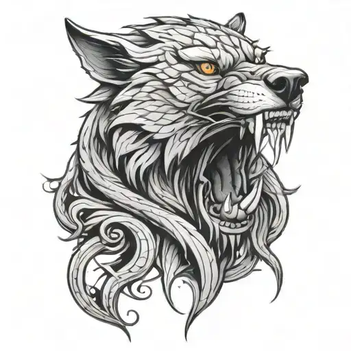Evil Snake Wolf Head
