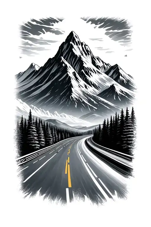 Highway With Mountain Landscape