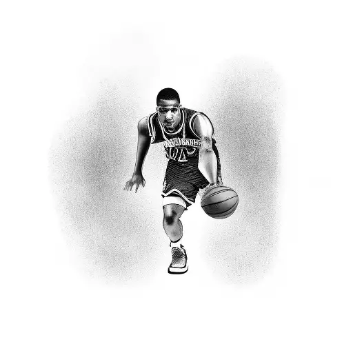 A Black And Grey Tattoo Of A Basketball Player With The Name 'Baby Face' On Their Jersey