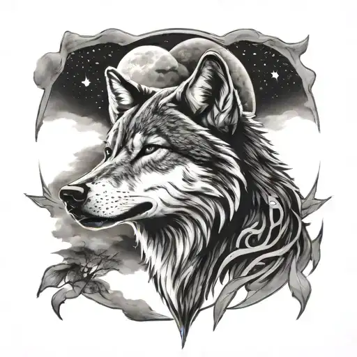 Wolf And Moon Made