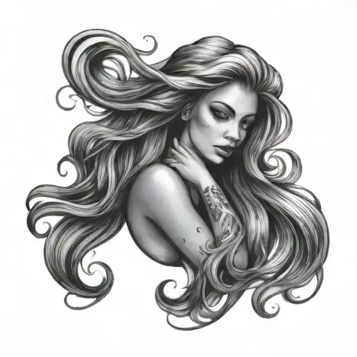 Mermaid With Hair Forming A Galaxy