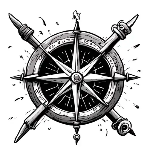 Ship And Compass Surrounded