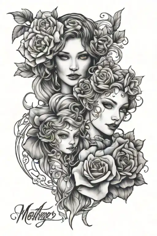 Mother Daughter Tattoo Design