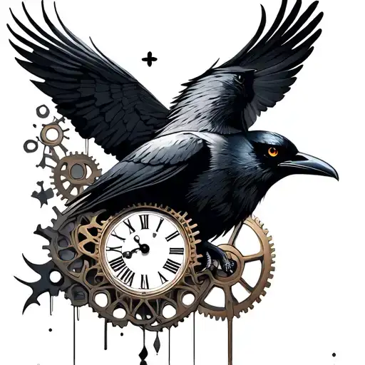 Raven And Clock Gears
