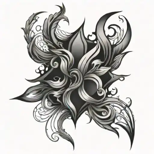 Abstract Black Work Neck