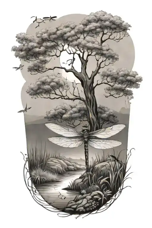 Tree On Hill Dragonfly