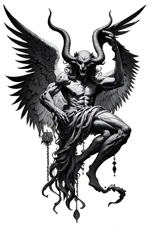 Demon Binded By Rosary Wings Spread