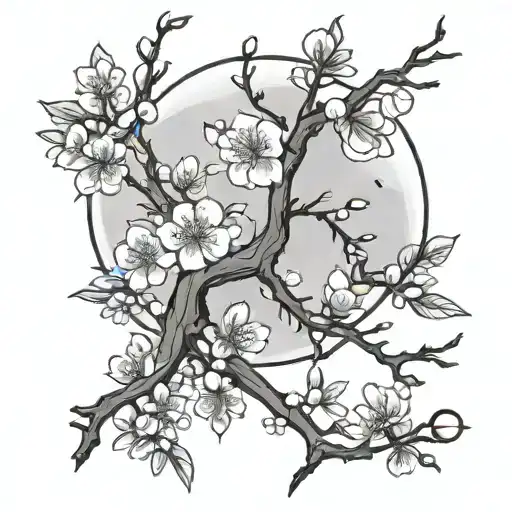 Sakura Branch And Moon