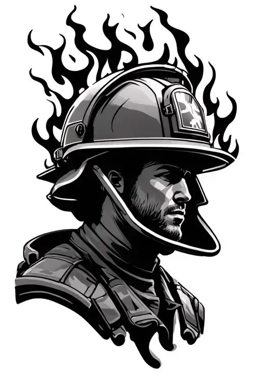Firefighter Battling Flames Helmet Realistic