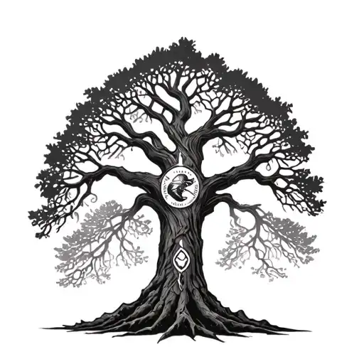 Tree Of Gondor With Marine Corps Emblem Carved Into It