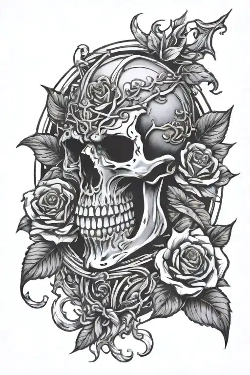 Skull Knight With Roses Blooming