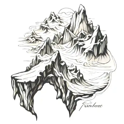 Iceland Glacier Line Art