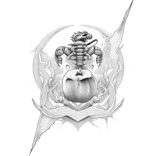 Peach With Scorpio Symbol Within