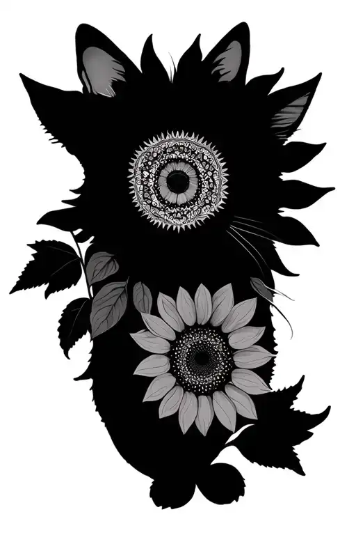 Cat Sunflowers Mandala