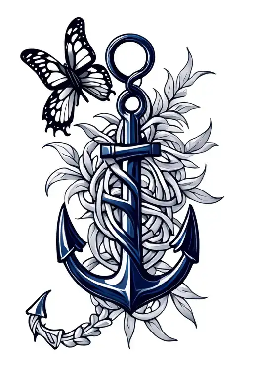 Celtic Knot With Navy Anchor And Butterfly