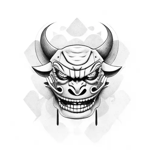 A Detailed Portrait Of A Baseball Pitcher Wearing A Hannya Mask