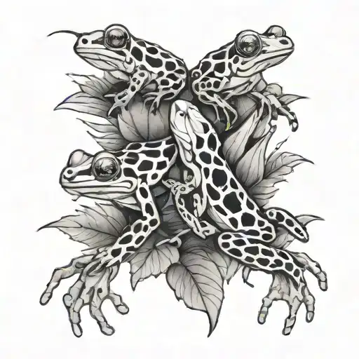 3 Poison Dart Frogs On A Vine