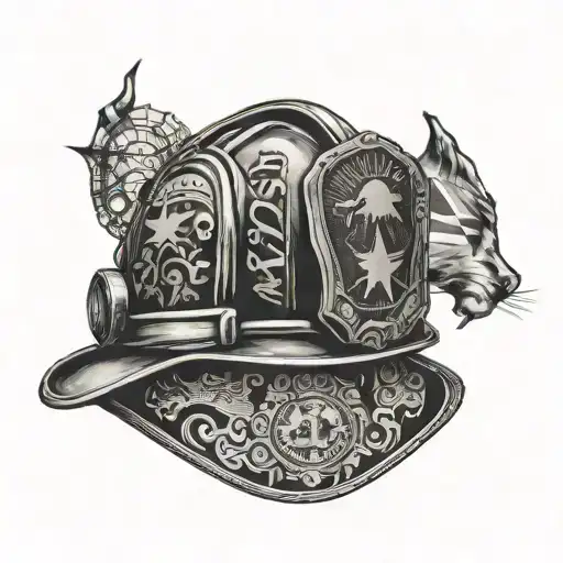 Firefighter Helmet With A Stylized Map Of Australia In The Background