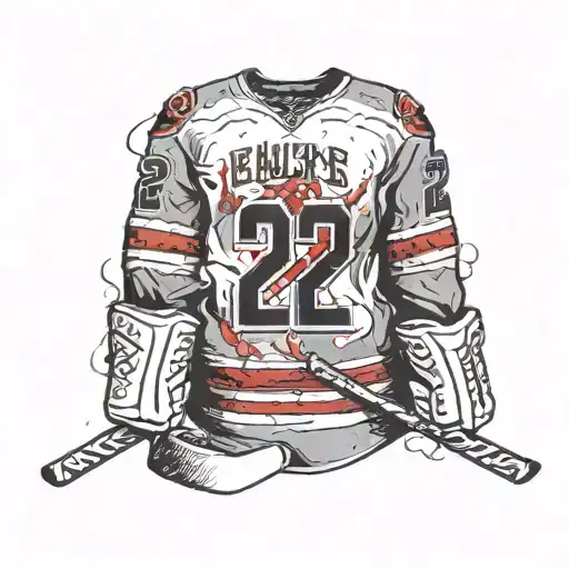 A Hockey Jersey With The Number 2 With Black And Red Smoke Rising