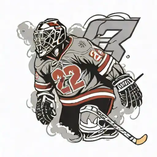 A Hockey Jersey With The Number 2 With Black And Red Smoke Rising With A Dog Beside It