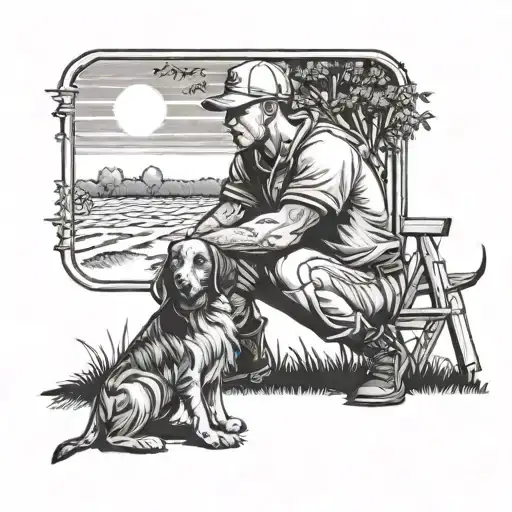 Baseball Player With Number 16 With His Dog On A Farm