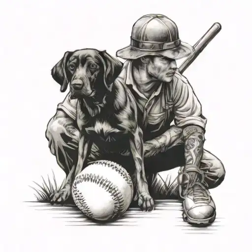 Baseball Player With Number 16 With His Dog On A Farm