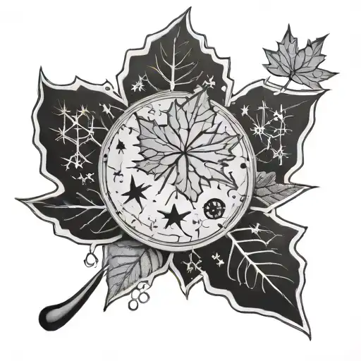 Hockey Puck And Maple Leaf With A Constellation