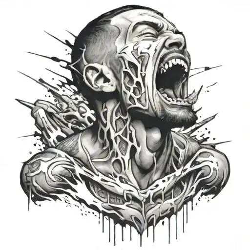 Guy Sticking His Tounge Out With Explosions In The Backround