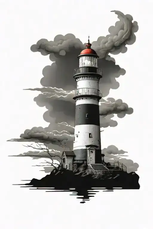 Etch Tattoo Lighthouse In A Storm