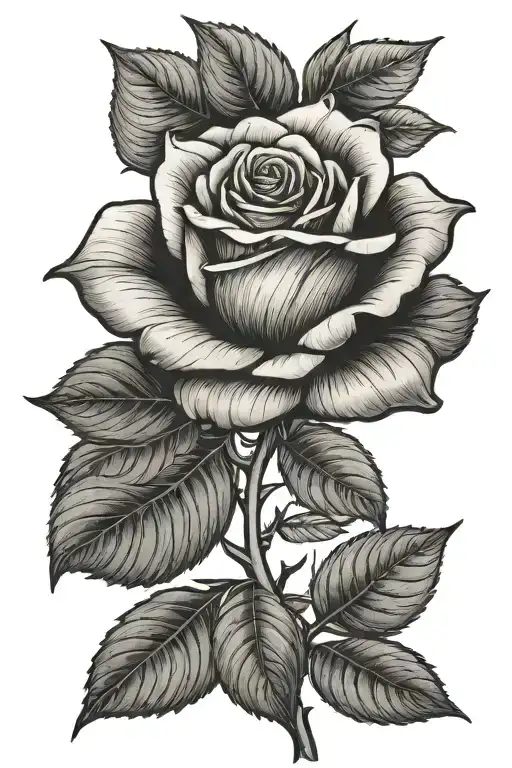 Rose With Stem Saying Stronger