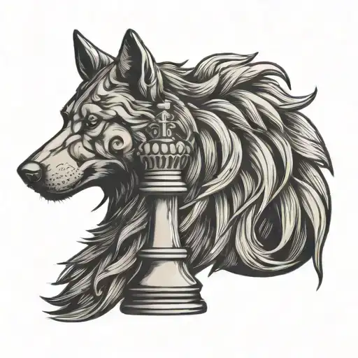 King Chess Piece With Wolf Head