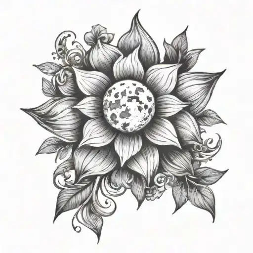 Moon And Flower Intertwined