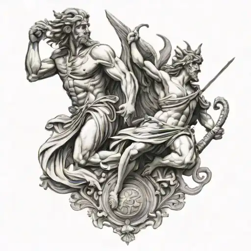 Good Vs Evil Statue Like Greek Mythology