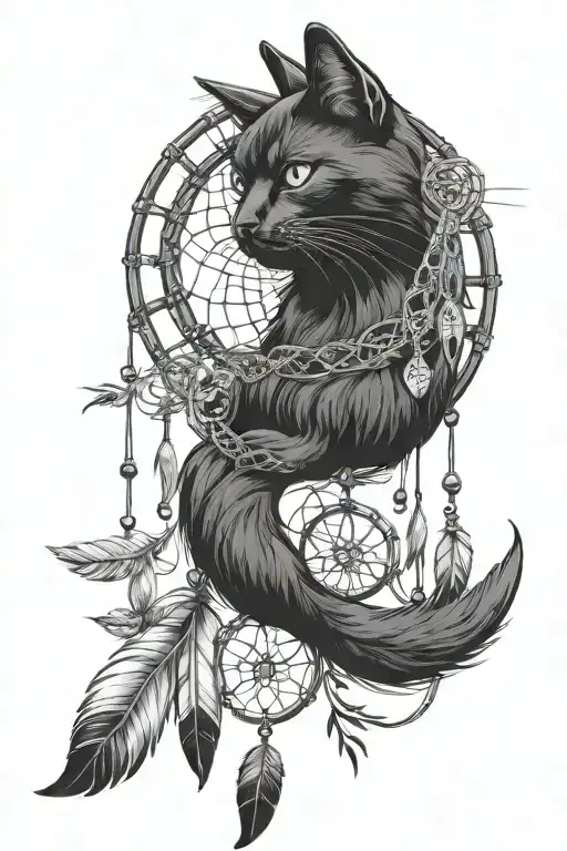 Black Cat An Dream Catcher Going