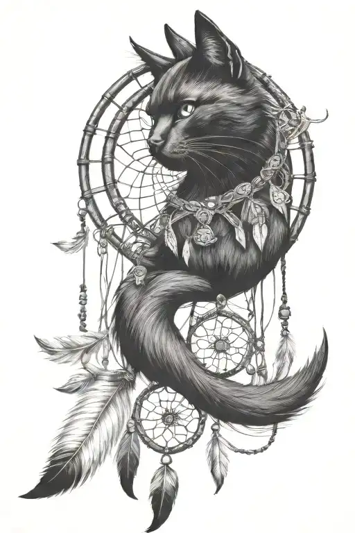 Black Cat An Dream Catcher Going