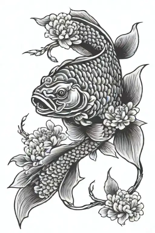 Cherry Blossom Branch Koi Fish